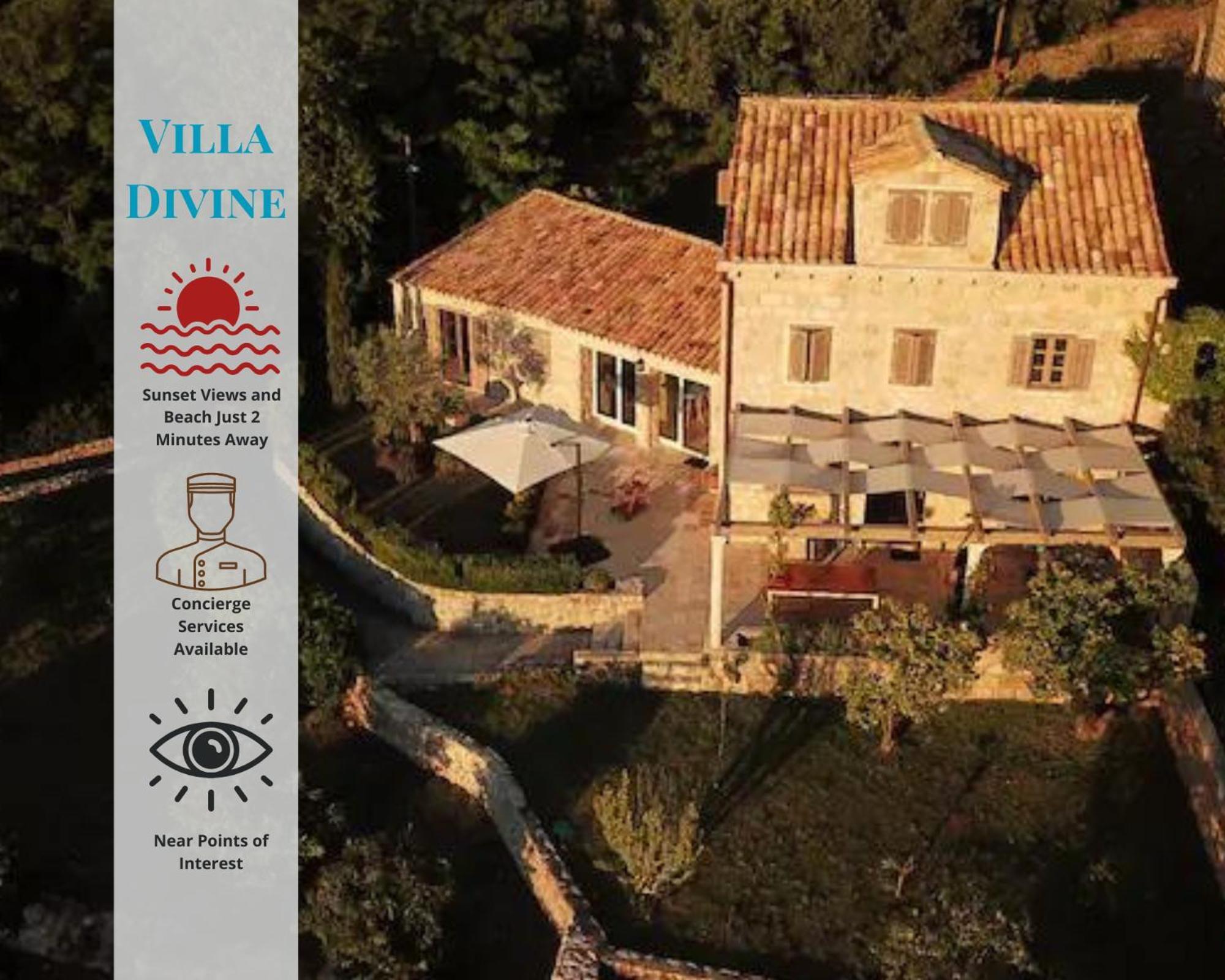 Charming Sea View "Villa Divine" - 2Min From The Sea Lopud Bagian luar foto